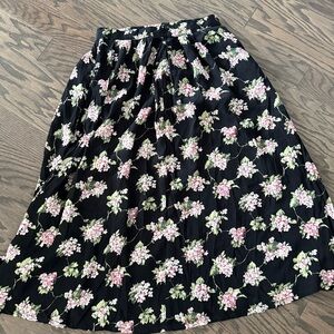 Vintage Herman Geist Floral Black Skirt Size 6